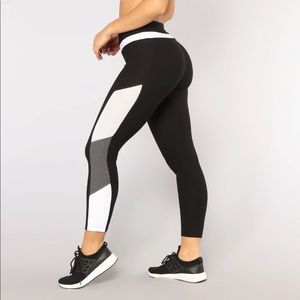 Marika Black & White Side Stripe Activewear Leggings